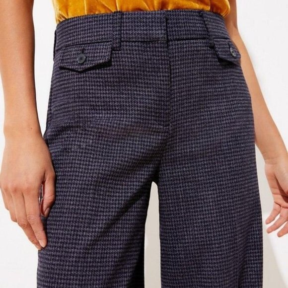 Houndstooth LOFT High Waist Wide Leg Trousers Pants (NWT) - Picture 2 of 4